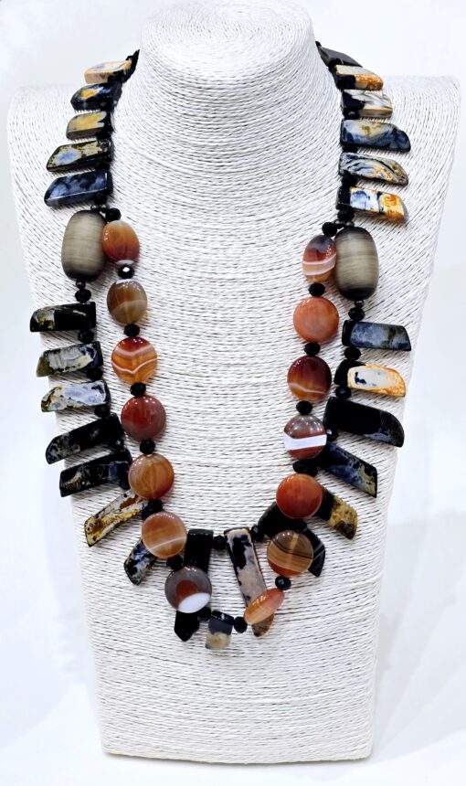 Sardonyx Agate Double Fan Necklace