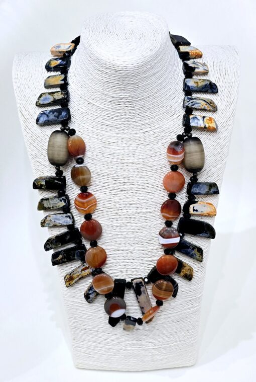 Sardonyx Agate Double Fan Necklace - Image 2