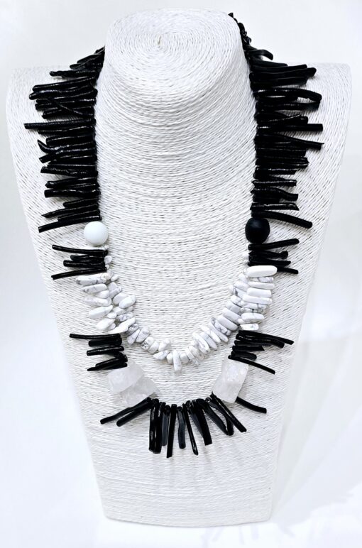 Black Coral Branch & Howlite Crystal Necklace - Image 2