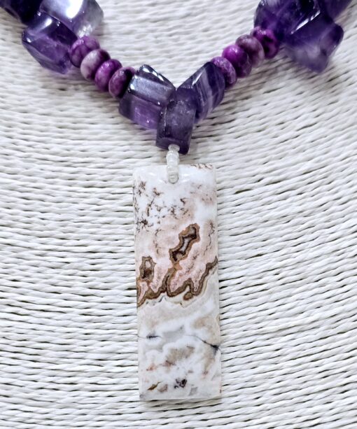 Amethyst & Agate Silver Lock Necklace - Image 2