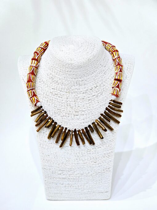 Gold Coral & Krobo Necklace - Image 2